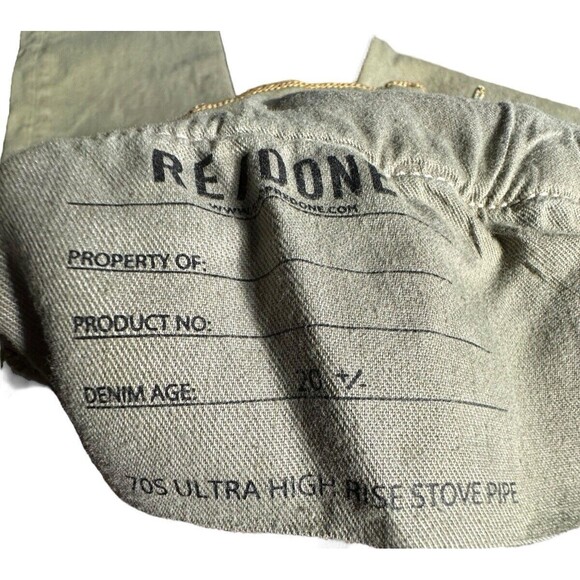 Re/Done‎ Size 28 70s Ultra High Rise Stove Pipe Jeans Washed Sage Green #V11-1 - Picture 10 of 14